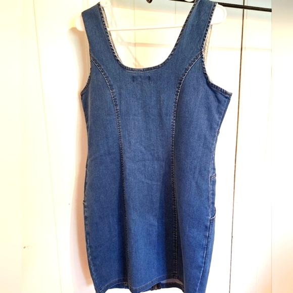 NWT Papillon Blanc Blue Denim Midi Zipper Dress Size Large Cowgirl Country - Picture 2 of 4